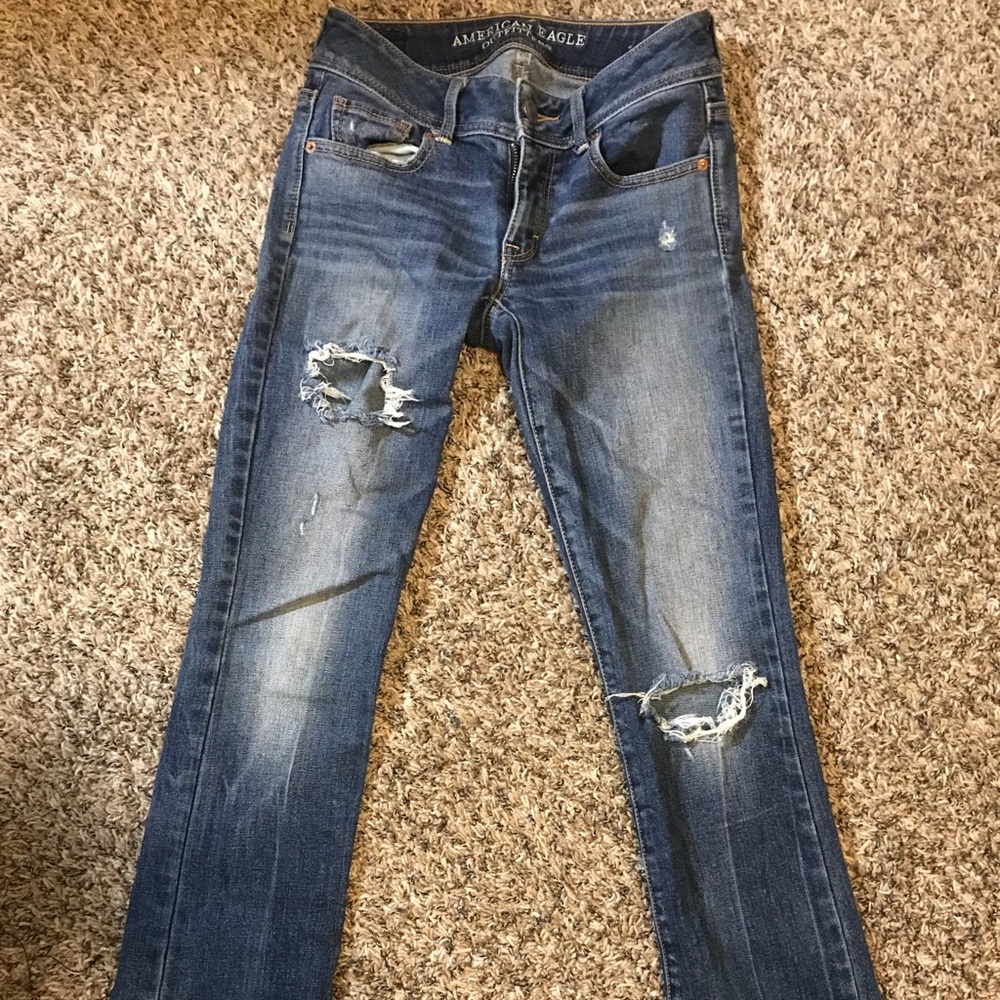 Boot cut American eagle distressed jeans